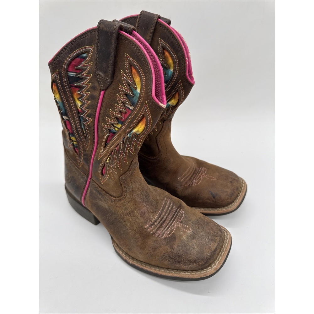 Ariat Kids Western Boot Distressed Brown Serape Youth Size 12